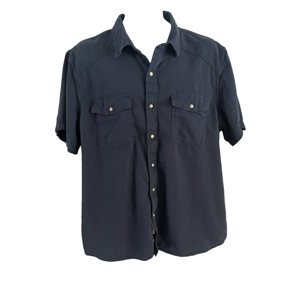 Lucky Brand Men’s Pearl Snap Button Up Shirt Men’s XL Blue Short Sleeves